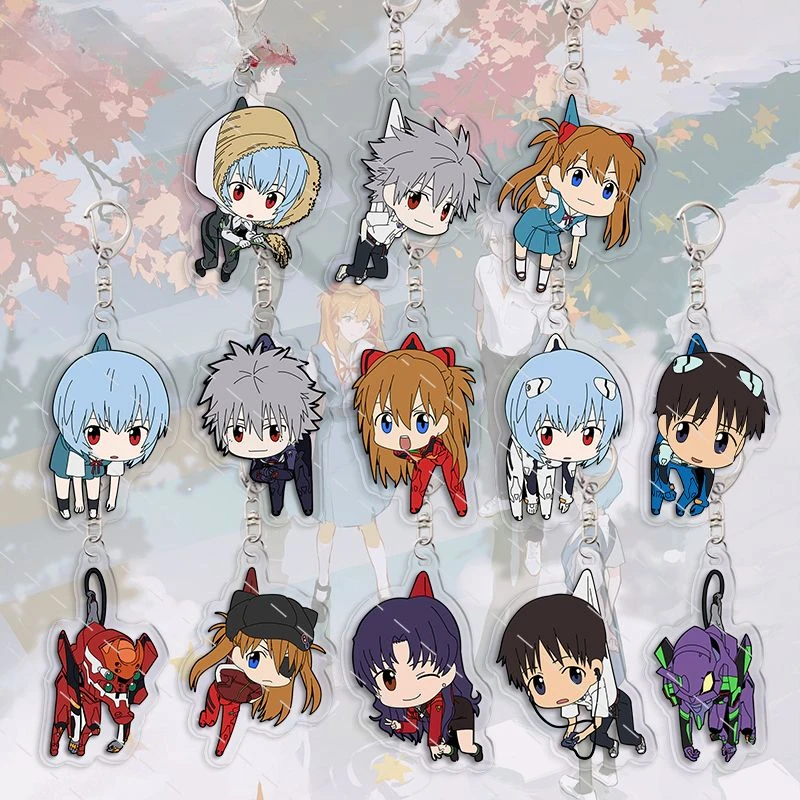 New Asuka Ayanami Rei Nagisa Kaworu Ikari Shinji Keychain Anime Peripheral Cartoon Cute Pendant Kawaii Collection Goods Gift