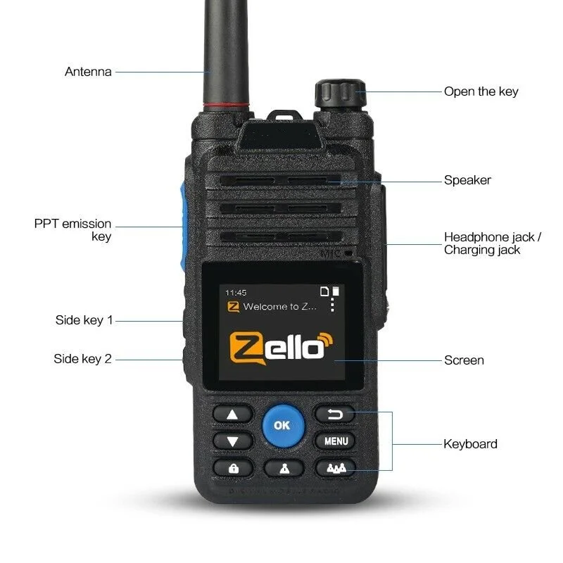 POC Radio Walkie Talkie Wifi Bluetooth 2G/3G/4G Radio For Zello Real-ptt