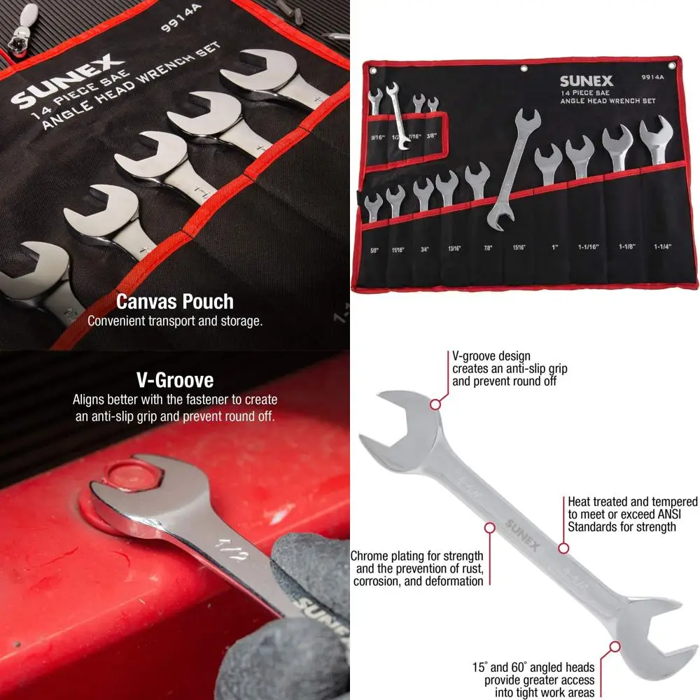 

14-Piece Angle SAE Wrench Set, ULL Polished, CRV Material