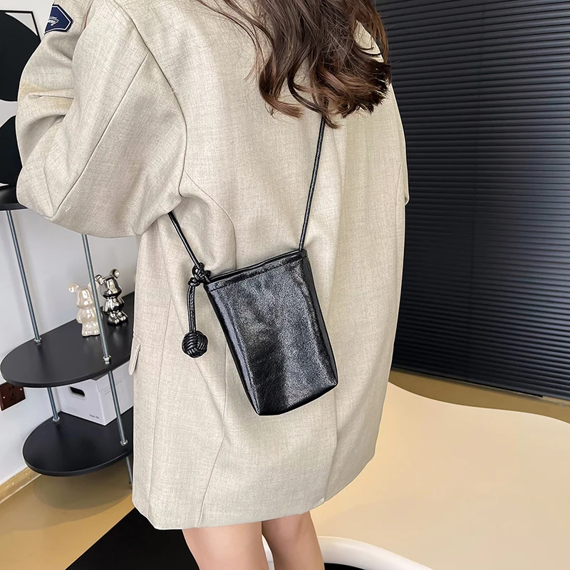 Mini Gold Cute PU Leather Shoulder Bag Lady Handbags and Purses Women 2024 Korean Fashion Solid Color Silver Crossbody Bag