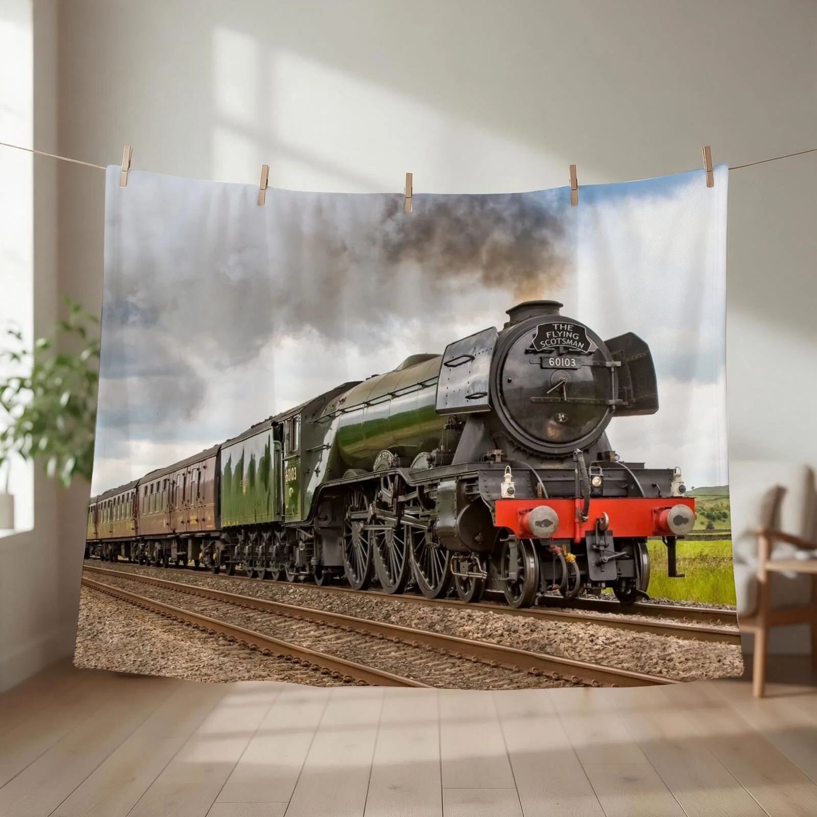 Flying Scotsman Throw Blanket couch cozy soft plush fuzzy picnic outdoor blanket