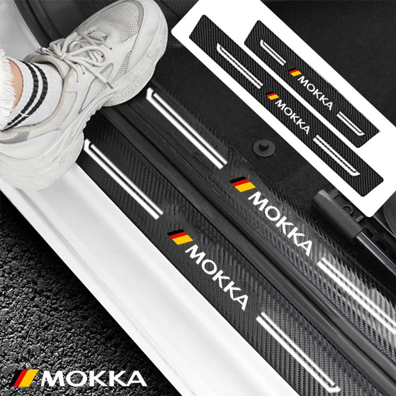 Carbon Fiber Protective Film Door Threshold Decals for Mokka Car Welcome Pedal Scuff Plate Sill Stickers Accessories For Opel