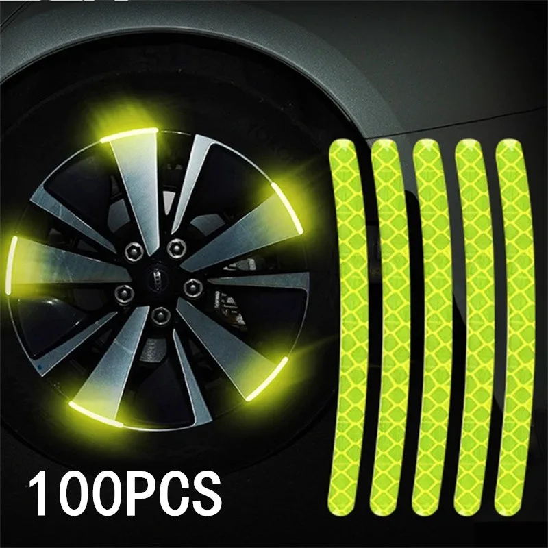 20/100PCS Car Motorcycle Wheel Reflective Strips Colorful Hub Stickers Car Styling Decal Sticker Auto Moto Decor Decal Accessory
