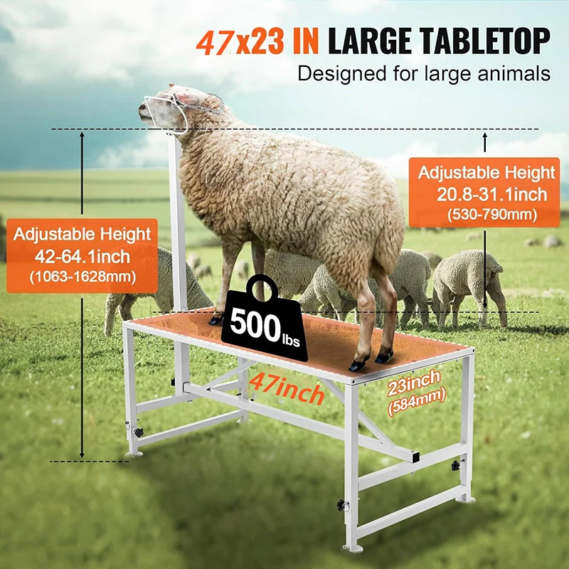 

47X23 Inch Grooming Goat Sheep Stand Milking Stand Shearing Sheep Stand Adjustable Height Metal Livestock Supplies Farm Animal