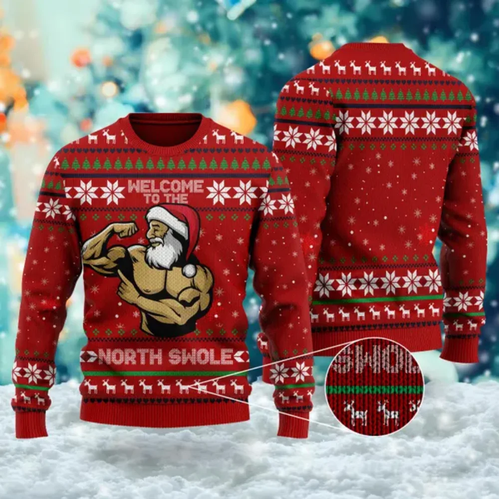 

Winter Santa New Ugly sweater Fashion crew neck jumper 3D Long sleeved men's and women's sweatshirts Holiday casual Christmas Gi