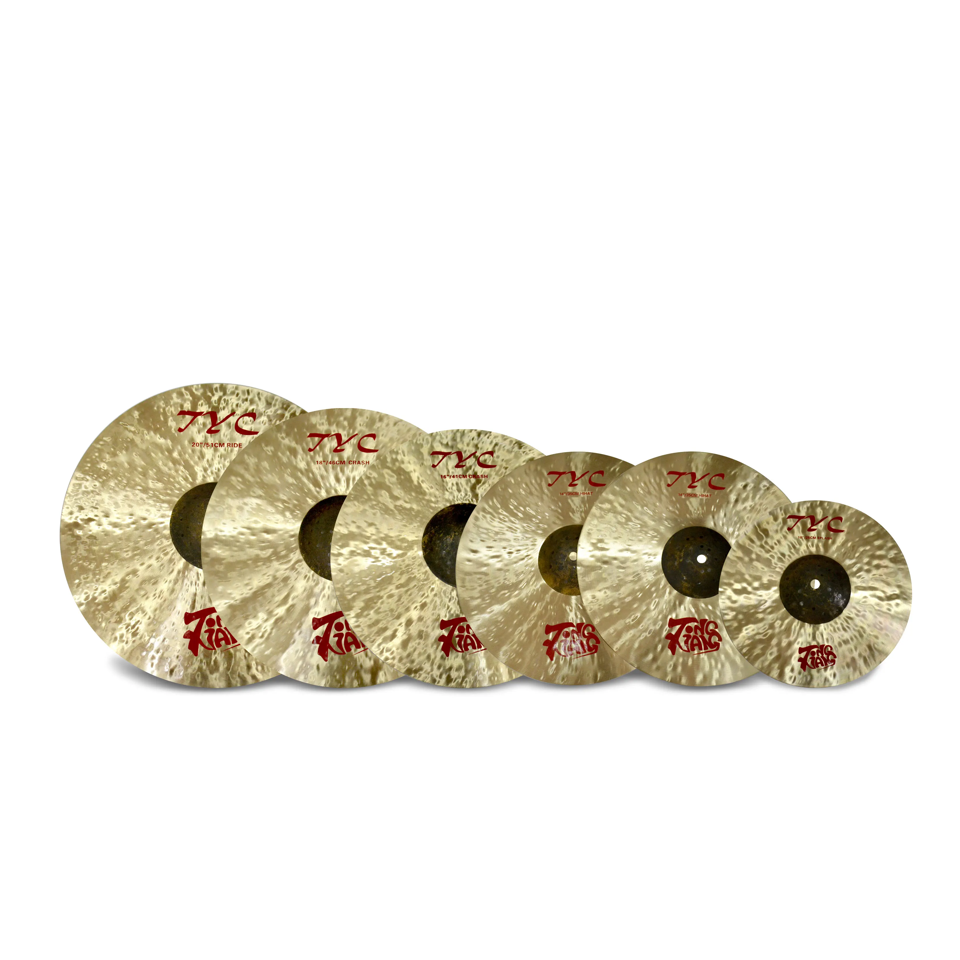 B25 Bronze 6‑Piece Drum Cymbal Pack Percussion Kit for Drum Set Home Stage Professional Music Performance Practice