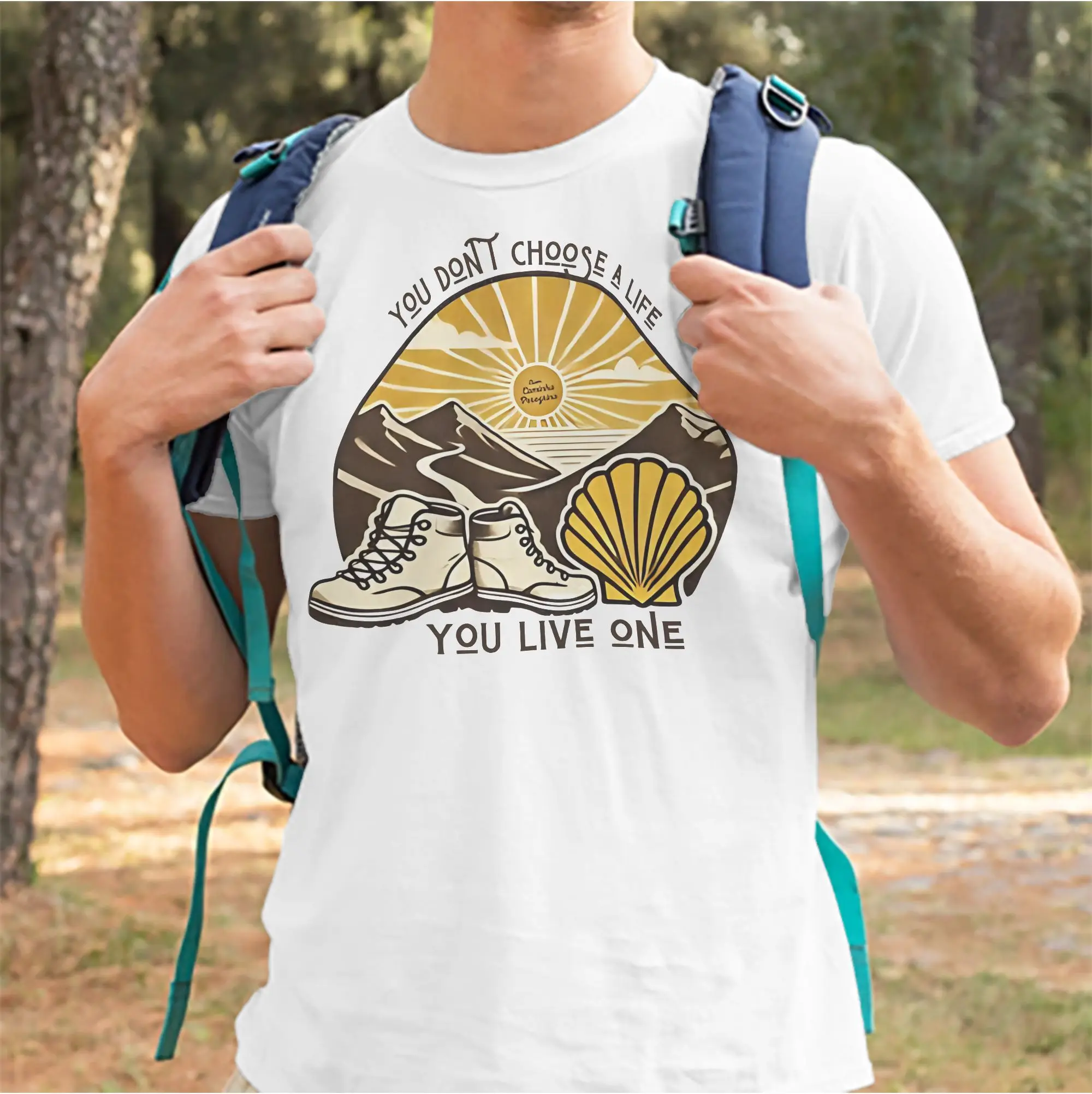 Camino de Santiago Pilgrim Life Men Women's T Shirts  Funny Tee Shirt Short Sleeve Crew Neck T-Shirts Cotton Birthday Gift Tops
