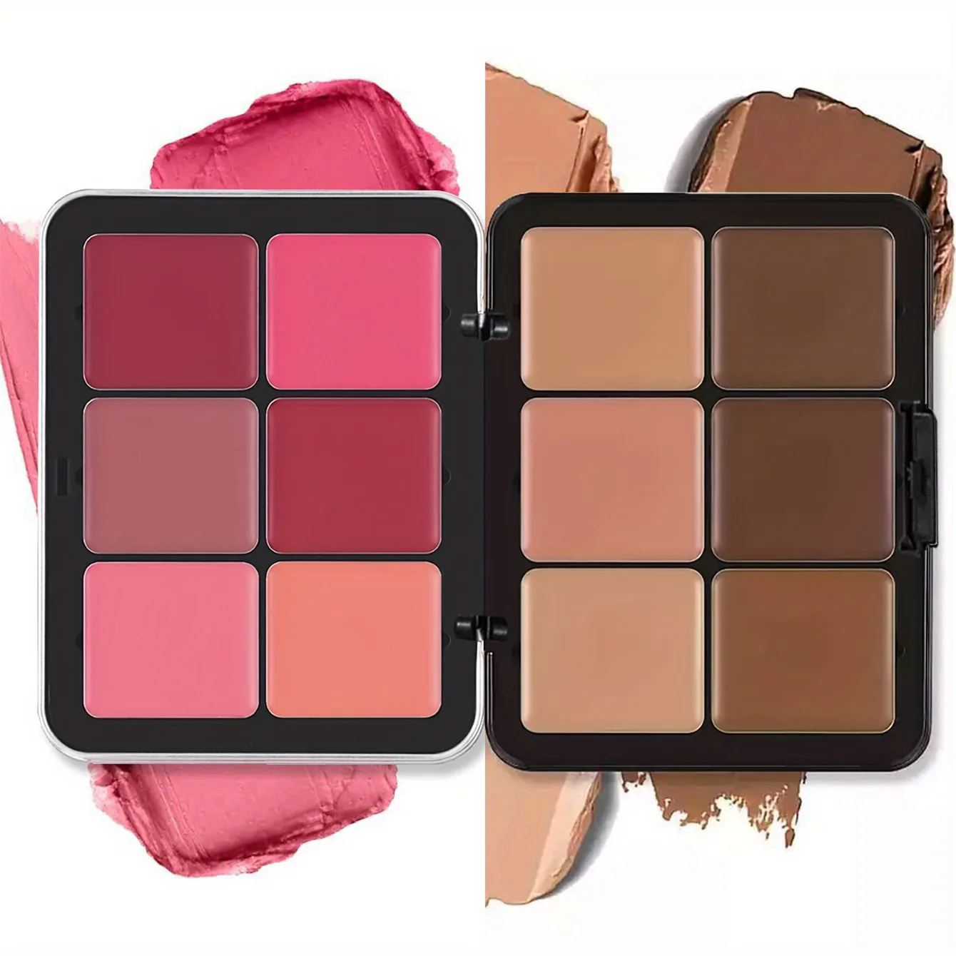 Correcteur 6 couleurs + Palette de fards à joues 6 couleurs, couvre les taches/mèches du visage, modifier les contours du visage, améliore le teint