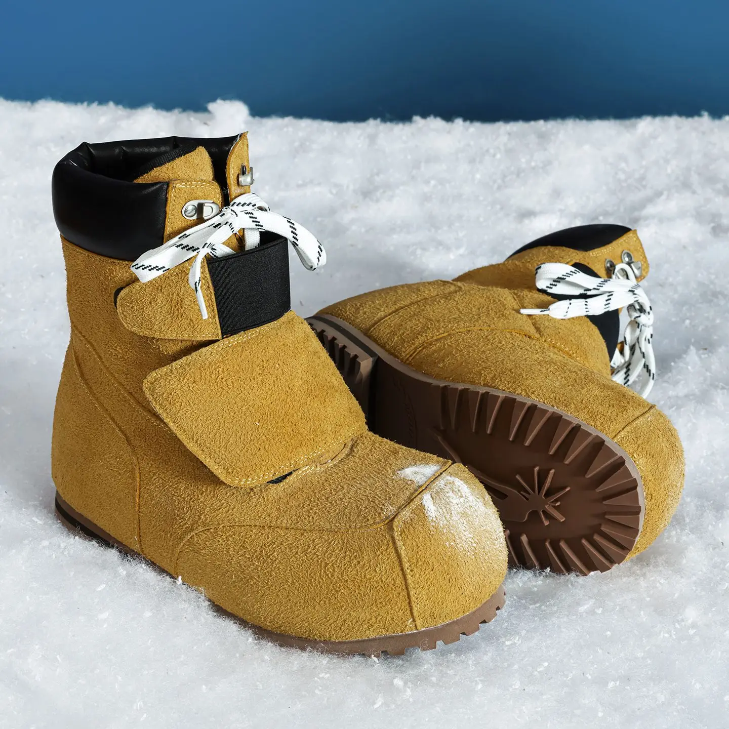 Retro Suede Genuine Leather Men's Winter Boots High Street Fashion Big Head Platform Couple Snow Boots Waterproof Non-slip Shoes