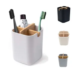 Toothbrush Holder Bathroom Multifunctional Compartment Draining Storage Rack Cosmetic Toiletries Organizing Storage Box