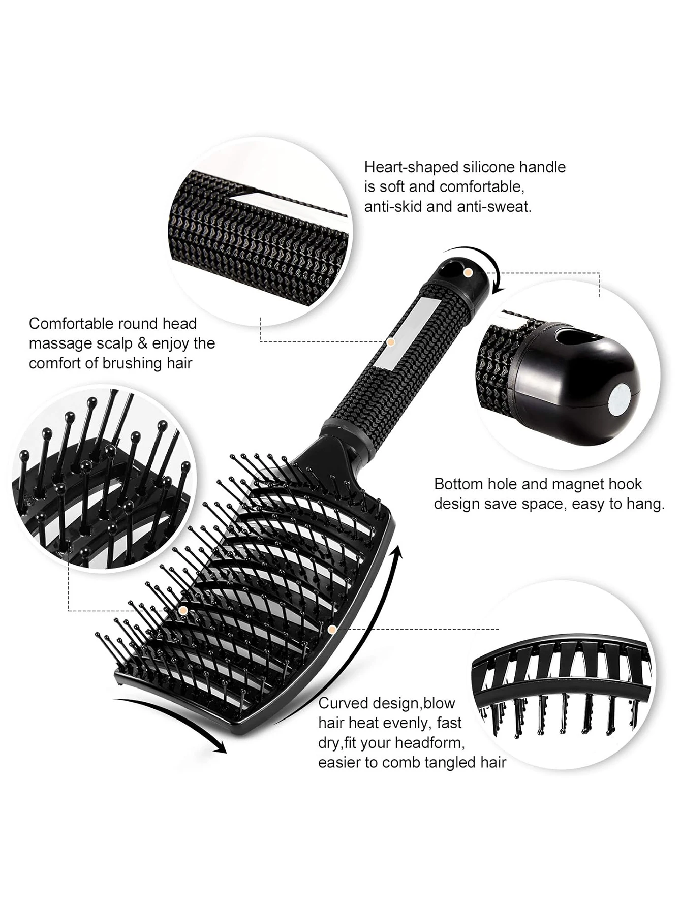Hairdressing Hair Comb Tangle Free Smoothing Comb for Curly Thick Hair Hairy Big Bend Comb Anti-Frizz Gifts For Women Men