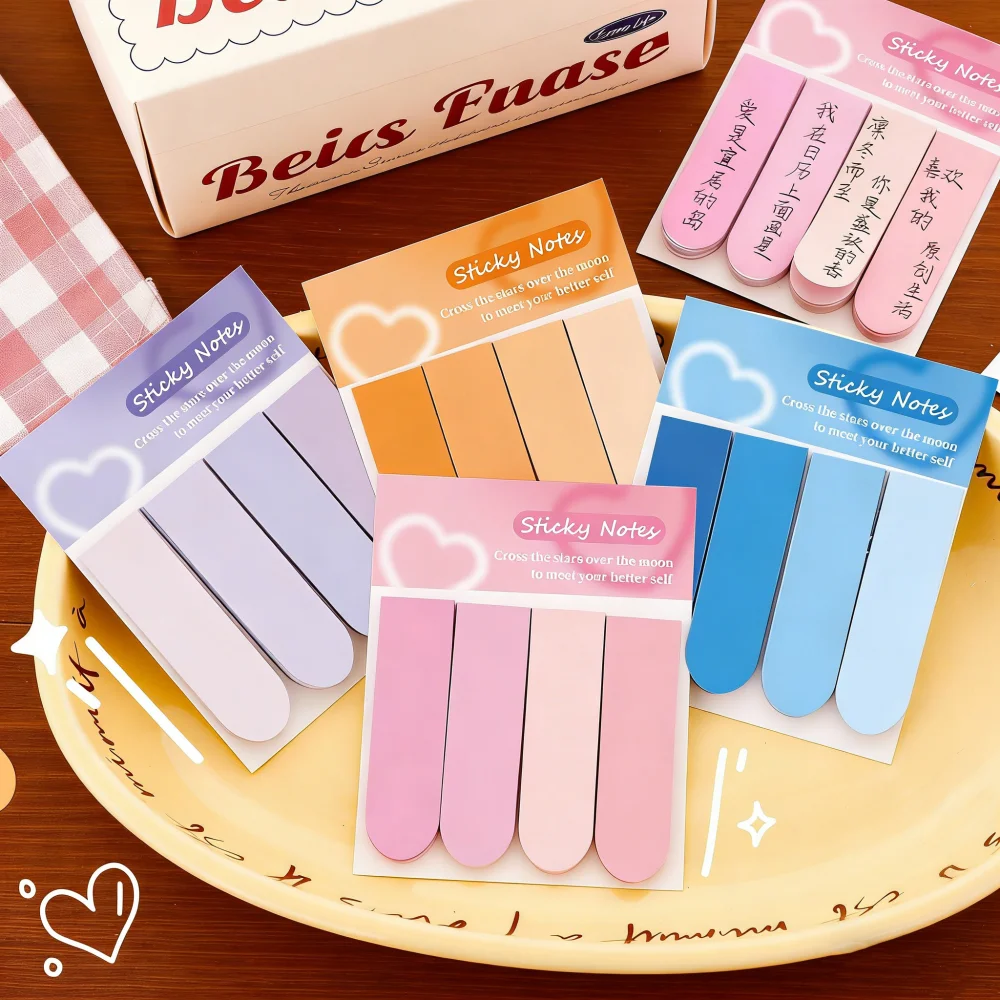 80 Hojas de Notas Adhesivas con Degradado de Color, Adhesivos Simples para Estudiantes, Adhesivos Reutilizables para Marcar Índices, Marcapáginas, Decoración de Agendas y Diarios