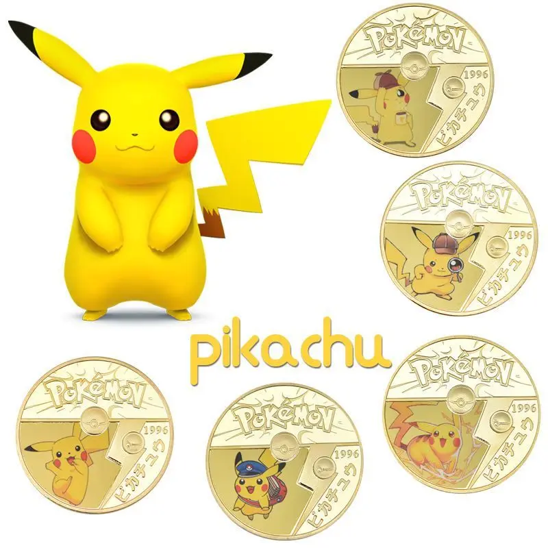 

2025 New Pokémon Peripheral Cartoon Animation Figure Gift Pikachu Commemorative Badge Collection Coin