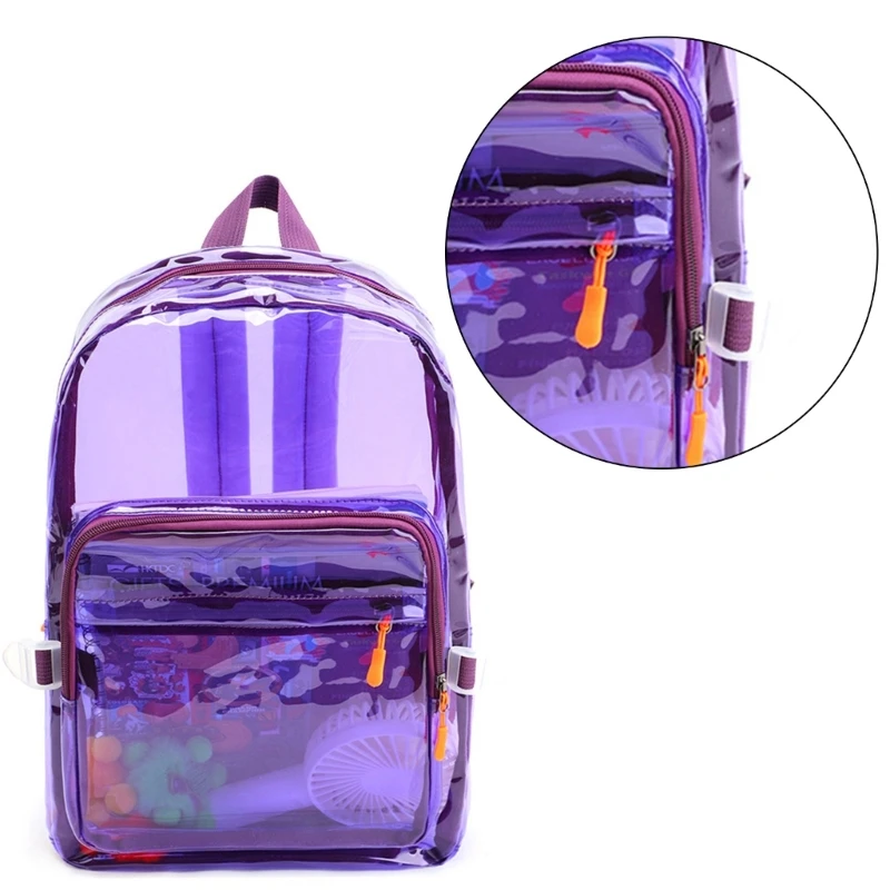 Mochila escolar práctica E74B, mochilas informales viaje transparentes PVC, mochila capacidad, mochilas para