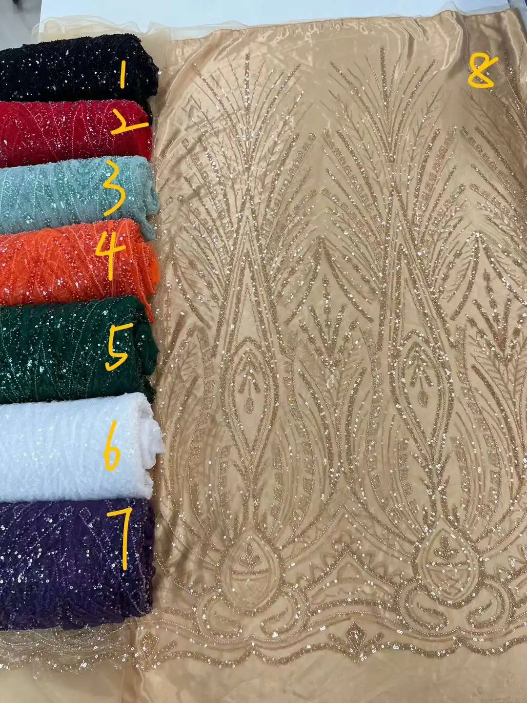 White Sequins African French Lace Fabric 2023 High Quality Tulle Groom Lace Material Bridal For Nigerian Wedding Dress 5 Yards