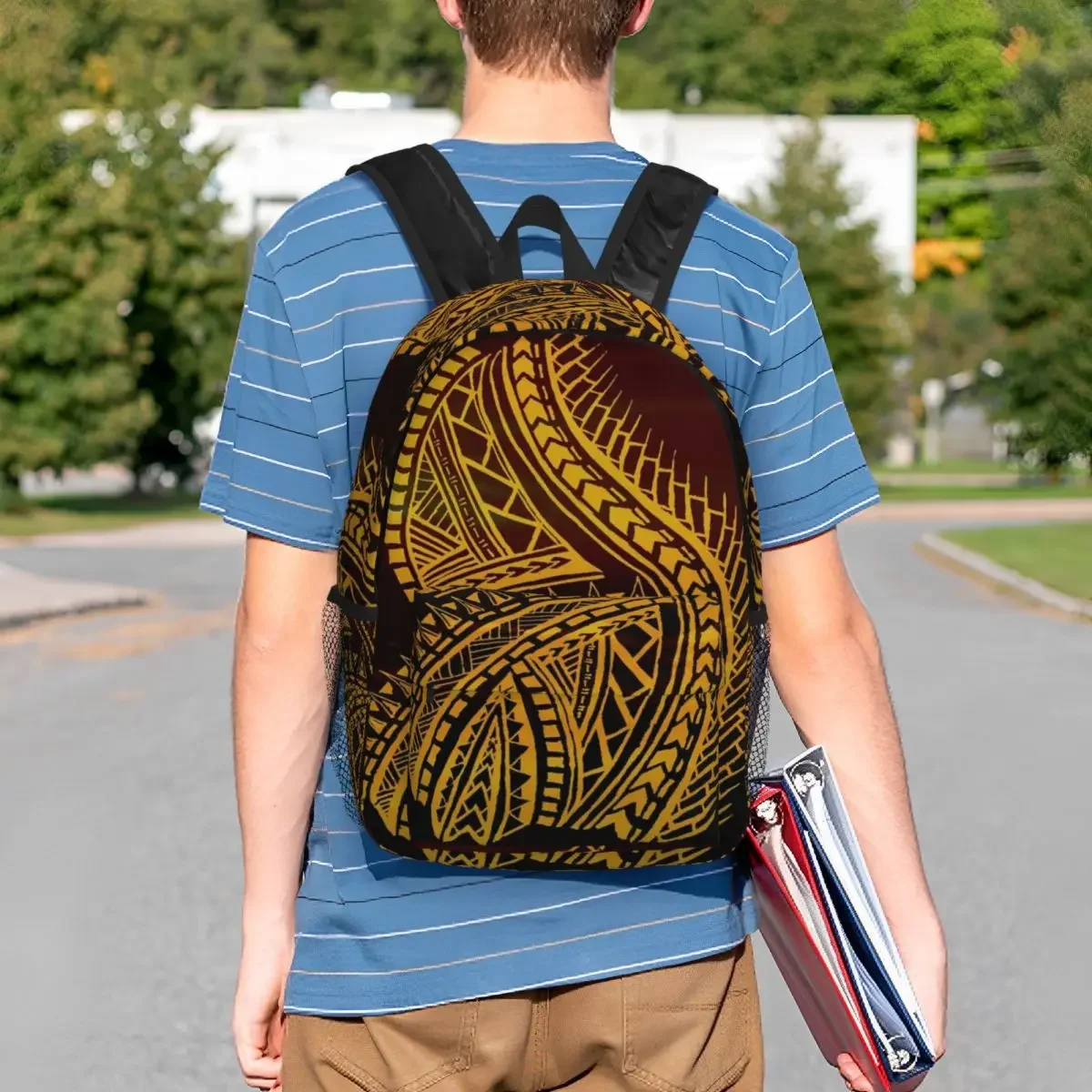 Zaini tribali polinesiani al tramonto Zaino per adolescenti Borse da scuola per bambini alla moda Zaino per laptop Borsa a tracolla di grande capacità