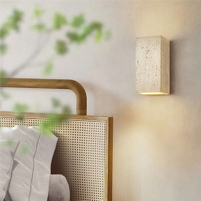 【THANKSGIVING DAY】Yellow Travertine Stone Wall Mounted Lamp Shop Restaurant Cafe Indoor Outdoor Decoration Sconce Light Backgrou