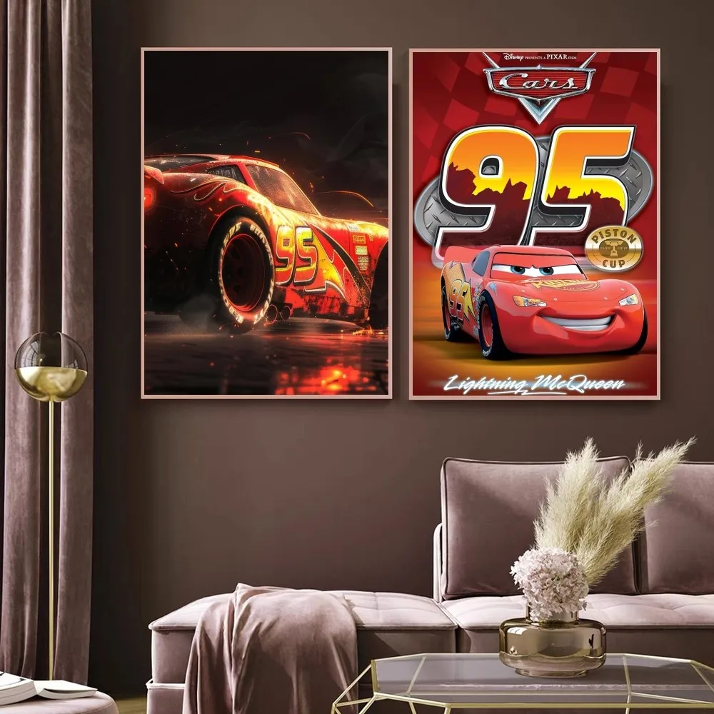 L-Lightning M-McQueen 95 Cars Poster Prints Wall Painting Bedroom Living Room Decoration Office Home