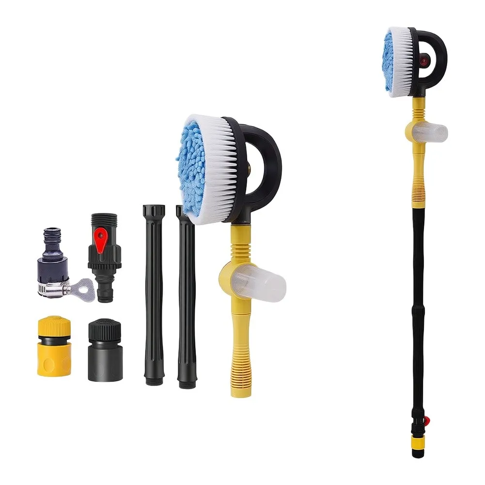 Detachable Rotating Car Wash Brush 360 Degree Spin for Cars Motorcycles and Plant Watering with Quick Connect Nozzle