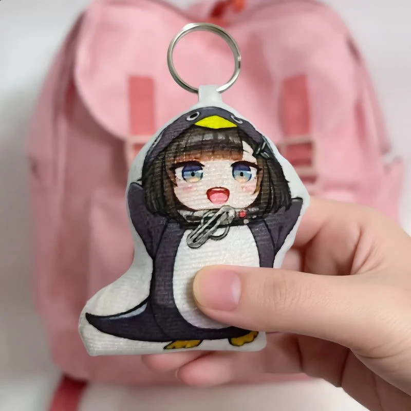 2pcs Set Funny Pressing Can Make Sound Gugugaga Penguin Administrator Plush Toy Game Character Bag Keychain Pendant Plushie Doll view 5