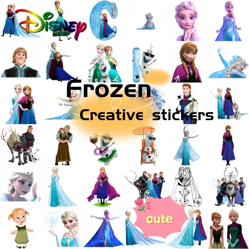

Наклейки Disney Frozen Elsa, милый мультфильм, детское украшение для ноутбука, водонепроницаемые наклейки, детские игрушки, подарок на день рождения