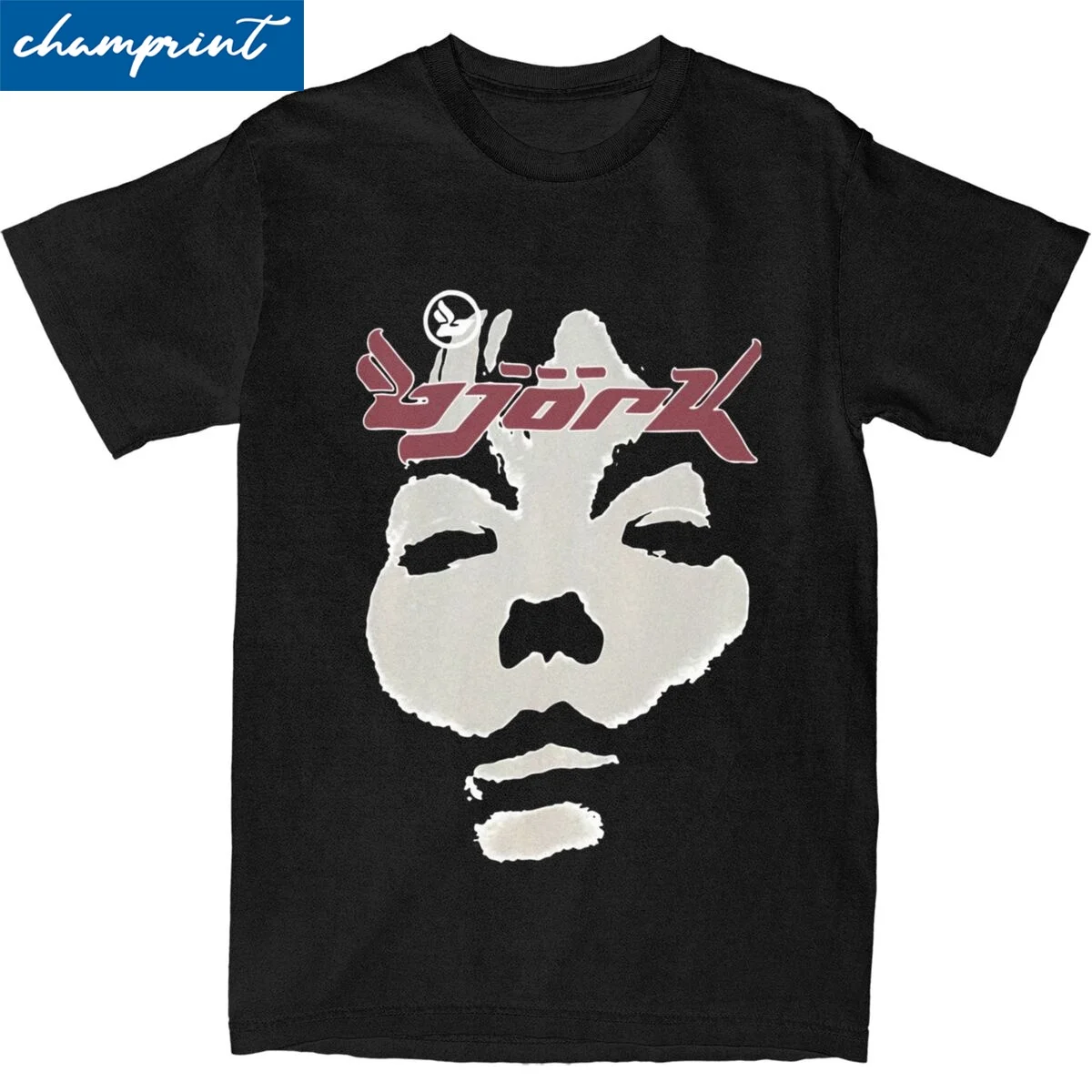 Bjork Homogenic Vintage Face Logo T-Shirt Men's Cotton Clothes Kawaii Iceland Music Singer Round Neck Short Sleeve