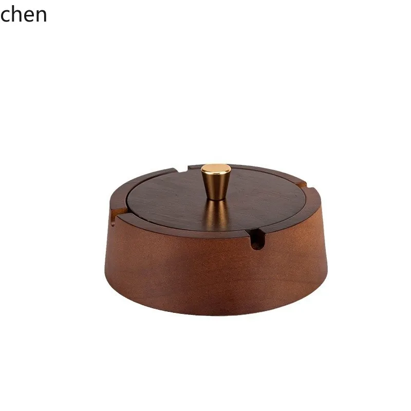 

new chinese style solid wood ashtray with lid - premium design for home, office, and living room - creative wooden ashtray