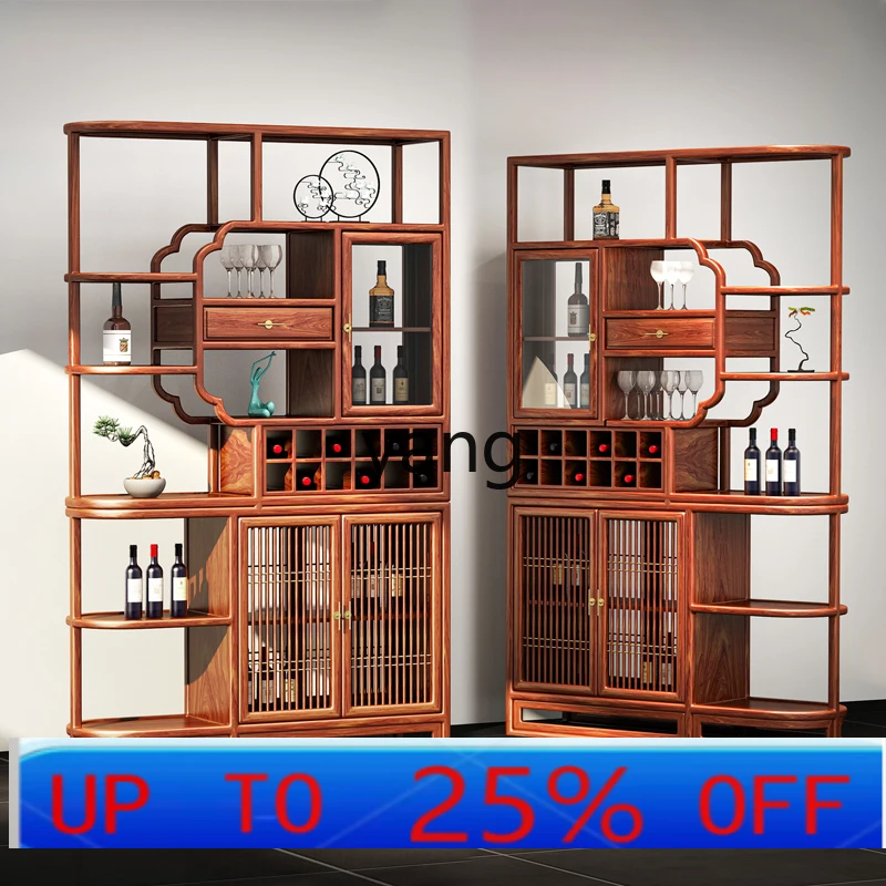 lmm mahogany new Chinese style living room partition cabinet screen solid wood door screen rosewood wine cabinet