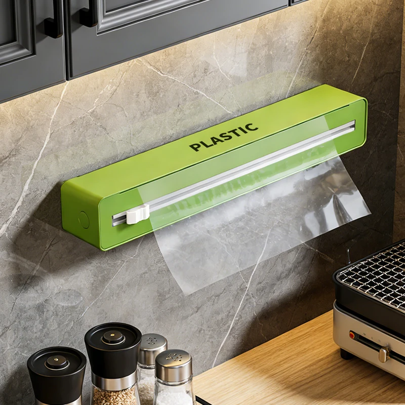 

Регулируемый диспенсер для пищевой пленки, настенный выдвижной резак, подходит для пластиковой пленки/алюминиевой фольги/вощеной бумаги.