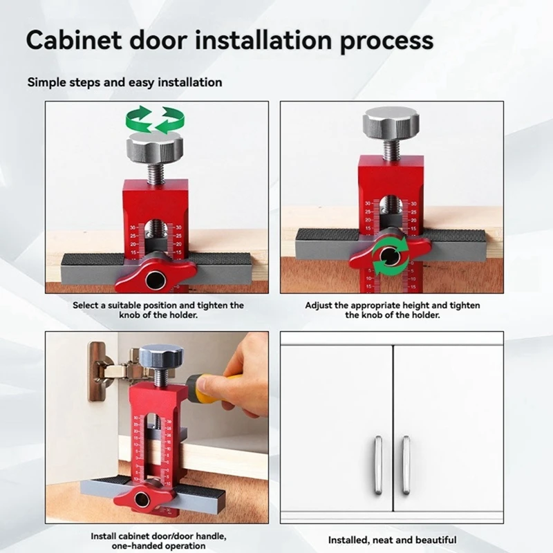 Cabinet Door Mounting Jig Quick Positioning Hole Opening Tool Adjustable Aluminum Cabinet Portable Cabinet Mount Locator