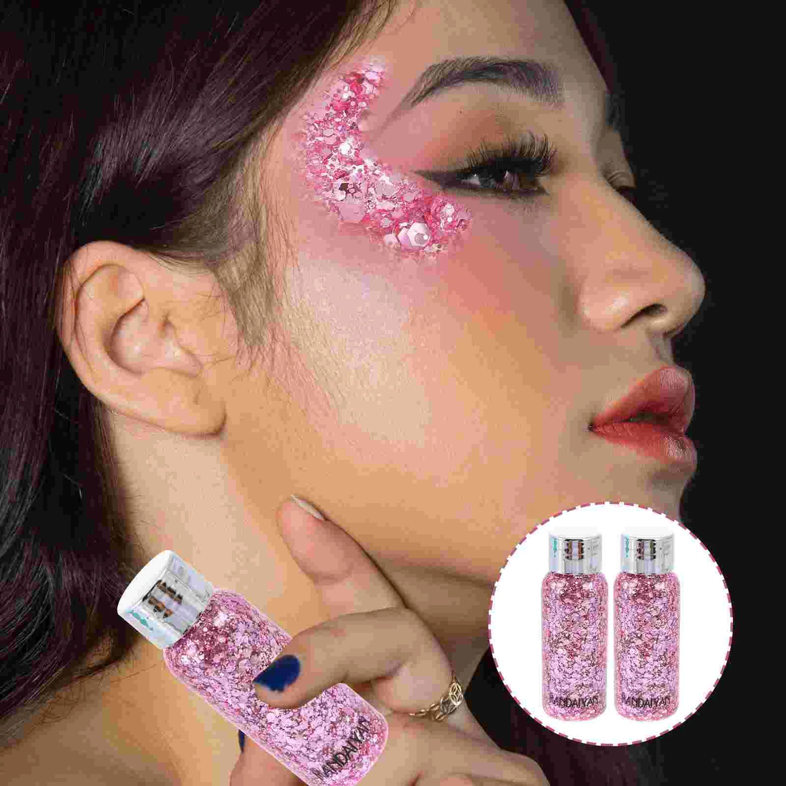 

2 Pcs Face Body Sequins Lotion Glitter Eye Shadow Gel For Decorative Facial Shimmering Cream Metal