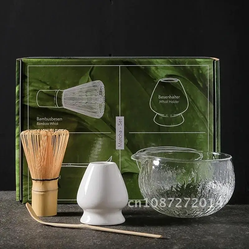 4/7Pcs Bowl Tea Set Bamboo Whisk Scoop Glass Matcha Matcha Handmade Matcha Indoor Traditional Tools Kit Japanese Tea-making