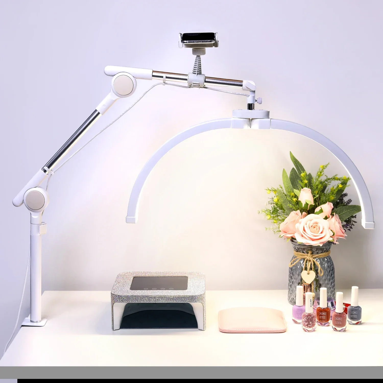 للطي نصف القمر مصباح مانيكير الجمال الوشم التطريز الرموش مشرق قابل للتعديل نصف القمر ملء الجدول الخفيفة للأظافر #4