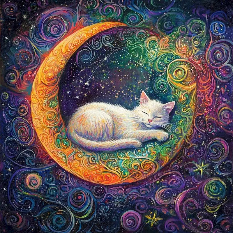 

RUOPOTY Women Diamond Painting Cat Mosaic Needlework Rhinestones Picture Embroidery Animal Wall Art Decor