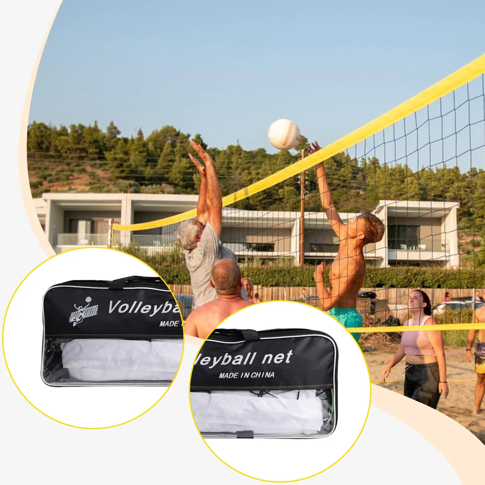 Volleybalnet Standaard gevlochten draagbaar tennisnet voor sportschool, kinderen, volwassen tuin