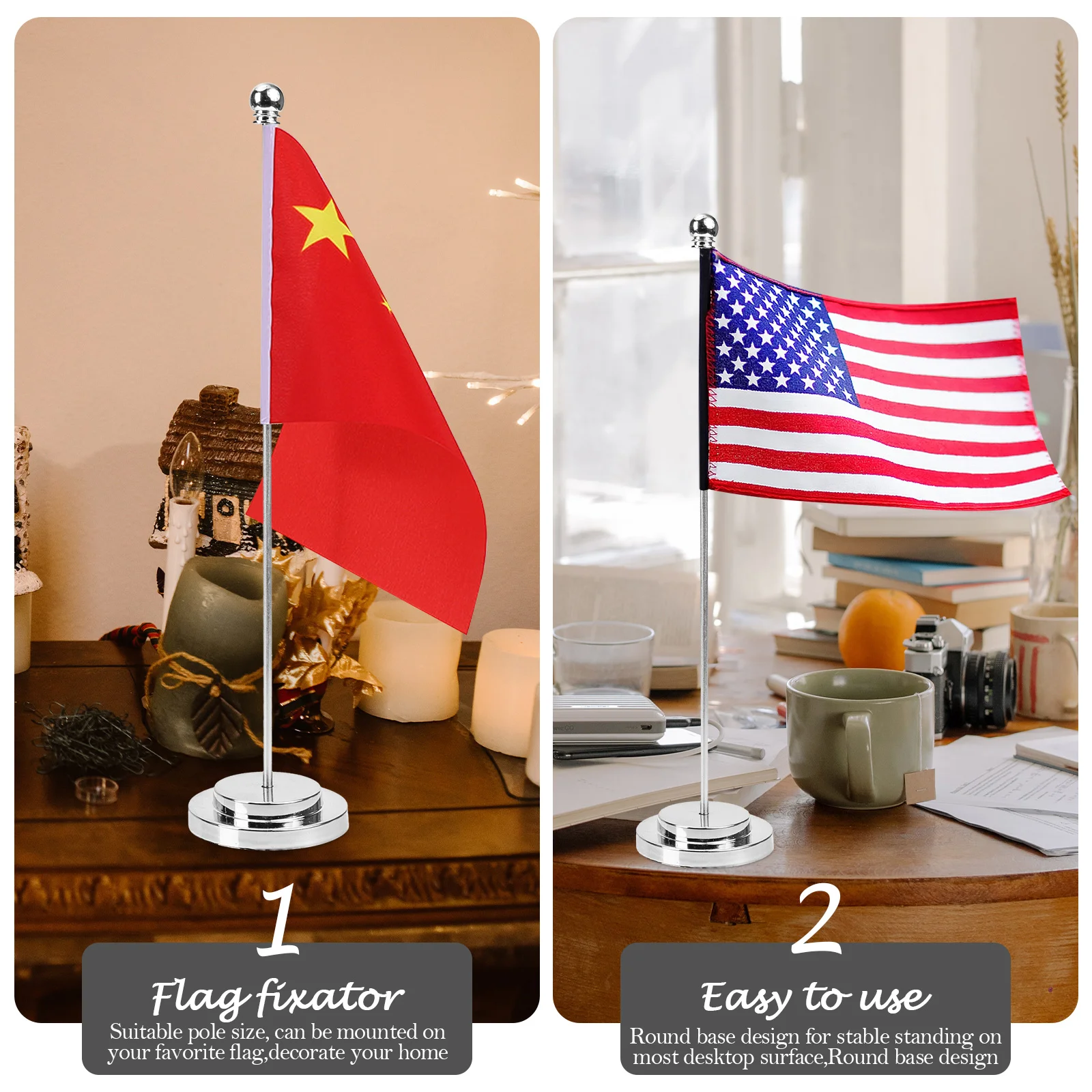 Flagpole Iron Flagpoles Outdoor Decor for Car Office Sign Pedestal Bracket Display Table Runner Sturdy Holder Fixing