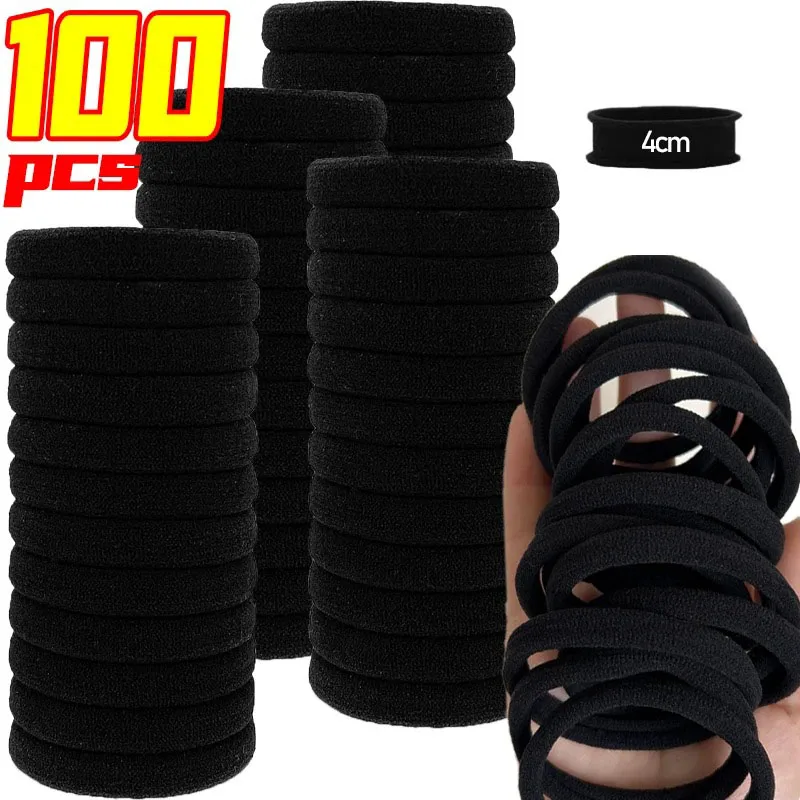 99 stücke Damen Mädchen Gummiband Haarband Schwarz hohe elastische lange haare kurze haarband Gummi seil haarband pferdeschwanz unterstützung acc