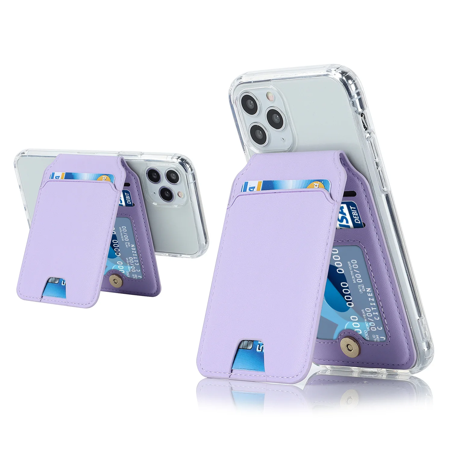 Phone Card Holder Magnetic with Foldable Back Stand Phone Wallet Pouch Stick Credit Card ID Case Kickstand for Most Smartphones