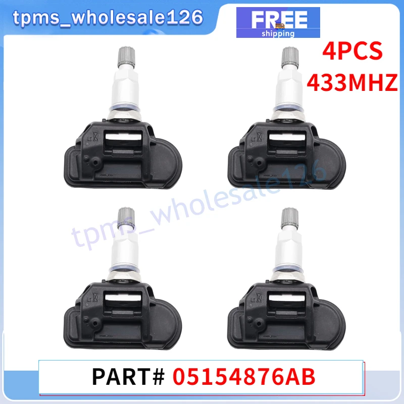 

Set Of 4 Tire Pressure Monitor System Sensor 05154876AB For ALFA ROMEO 4C RAM PROMASTER 433MHZ TPMS SENSORS 05154876AA 670002790