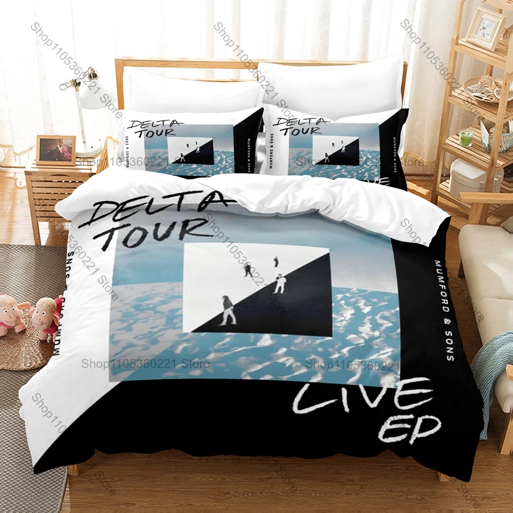 Cool Retro Rustic Folk Instrument Graphic Mumford & Sons Bedding Set Duvet Cover With 2 Pillowcases Youth Bedroom Decor