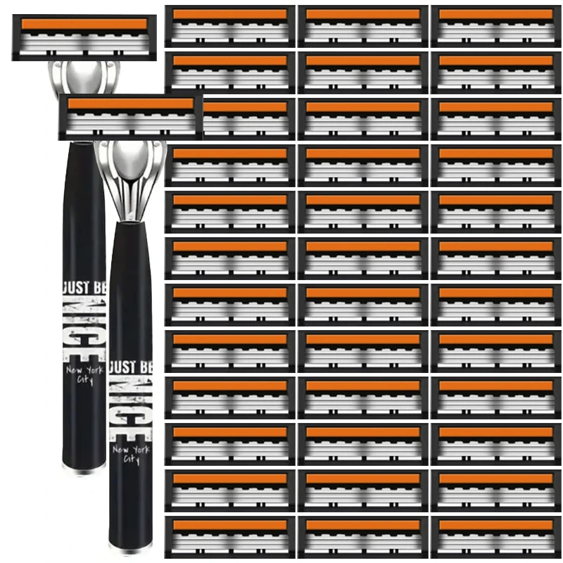 Rasoir manuel pour hommes avec lames de rasoir en acier inoxydable à 3 couches, rasoir compact avec résistance aux rayures, rasage de précision