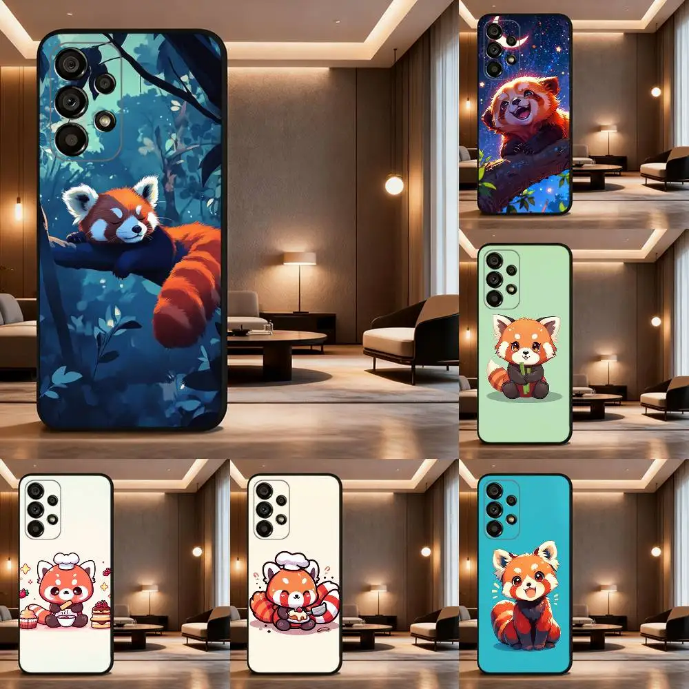 

Red Panda Cute Cartoon Phone Case For Samsung Galaxy A73,31,32,72,41,53,52,71,22,5G,Note,J7,8,9 Soft Black Silicone Cover