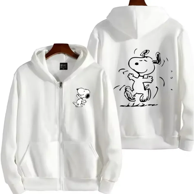 Snoopy Cartoon Anime Men Zipper Hoodie Spring Autumn printing Fashion Women Sweatshirt 2024 New Korean Style Couple Jacket Coat