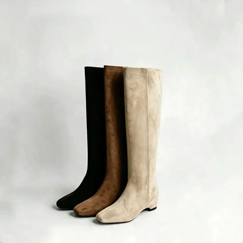Heightened Temperament Straight High Thigh Block Heel Shoes 2026 Retro Simple Knee-Free Boots