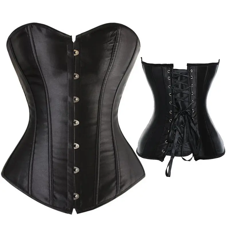 Sexy Women's Underbust Corset  Waist Slimming Body Shaper Corset Top Push Up Boned Steampunk Lace-up Bustier Plus Size