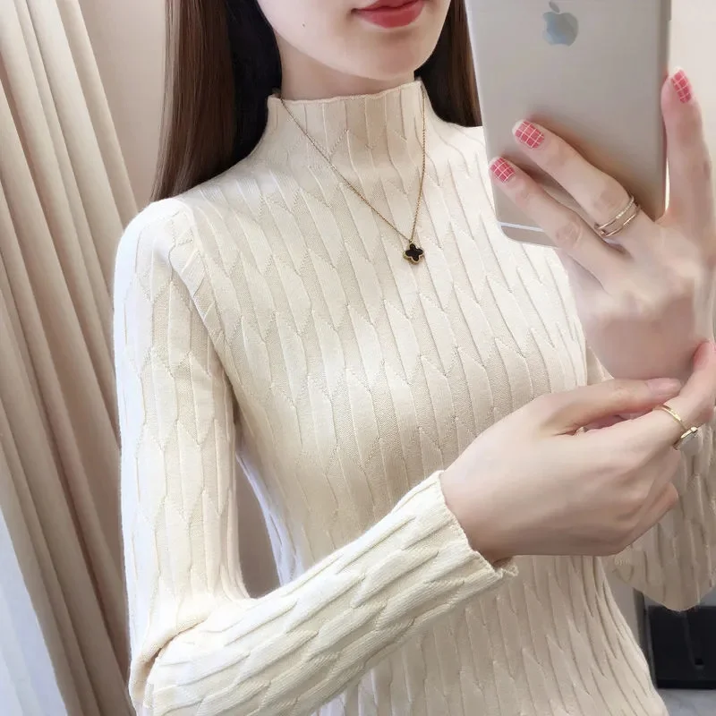 2023 Autumn Winter Turtleneck Thick Sweater Women Knitted Pullover Sweaters Long Sleeve Slim Jumper Soft Warm Pull Femme