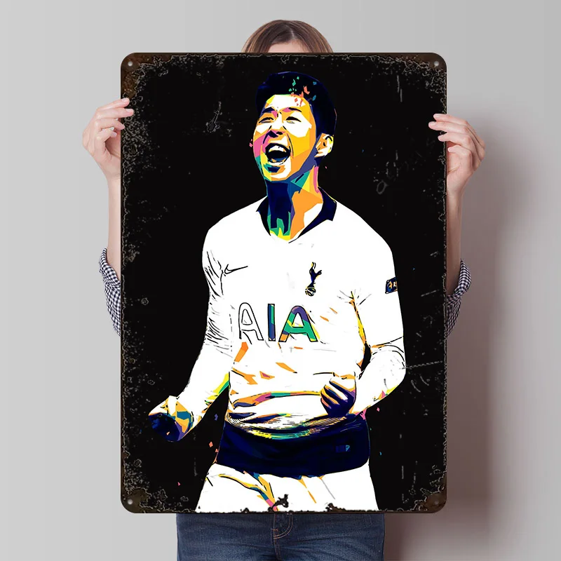 Son Heung Min Printed Poster Customized Wall Art Retro Vintage Metal Tin Signs for Bar Accessories Decoration Aesthetic House