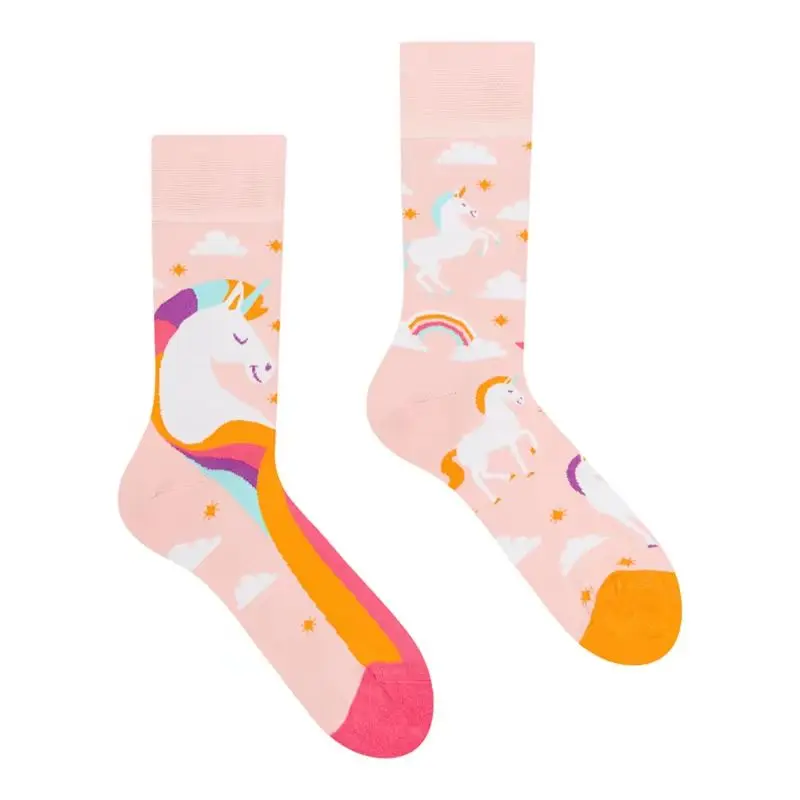 Novelty Cute Pink Unicorn Cartoon Animals AB Trend Crew Socks Cotton Unisex Socks Women Men Skateboard Long Socks Gifts