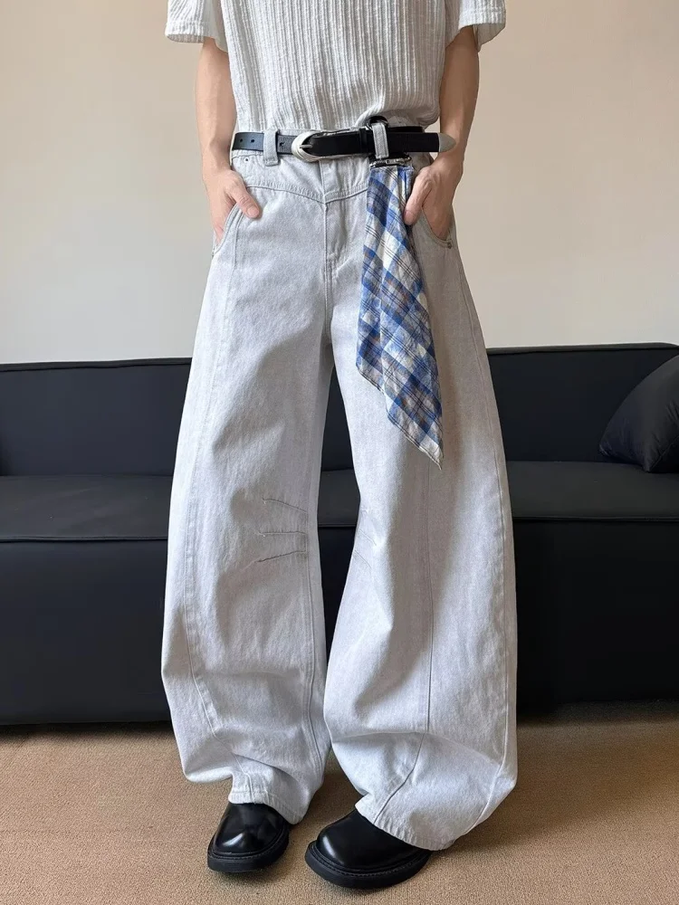 2026 Y2K Mode Gewaschene Weiße Baggy Plissierte Jeans für Herren – Lässige Luxus-Baumwollhose im Straight-Schnitt – Moda Hombre – Detail 4