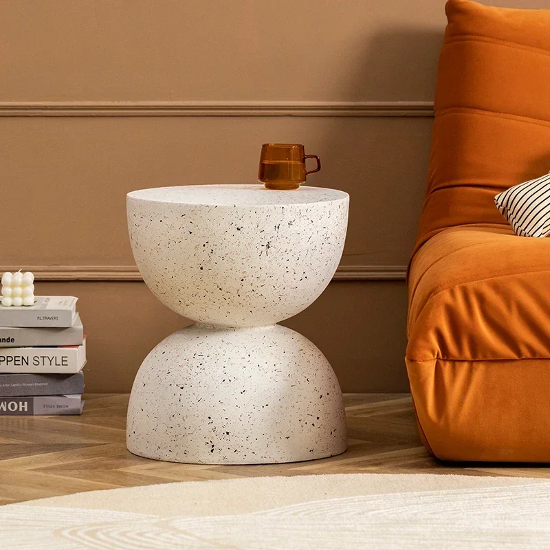 Hourglass Imitation Terrazzo Small Side Table Ins Coffee  Creative Round Storage Small Side